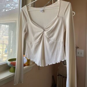Rue 21 white crop shirt with mini bell sleeve